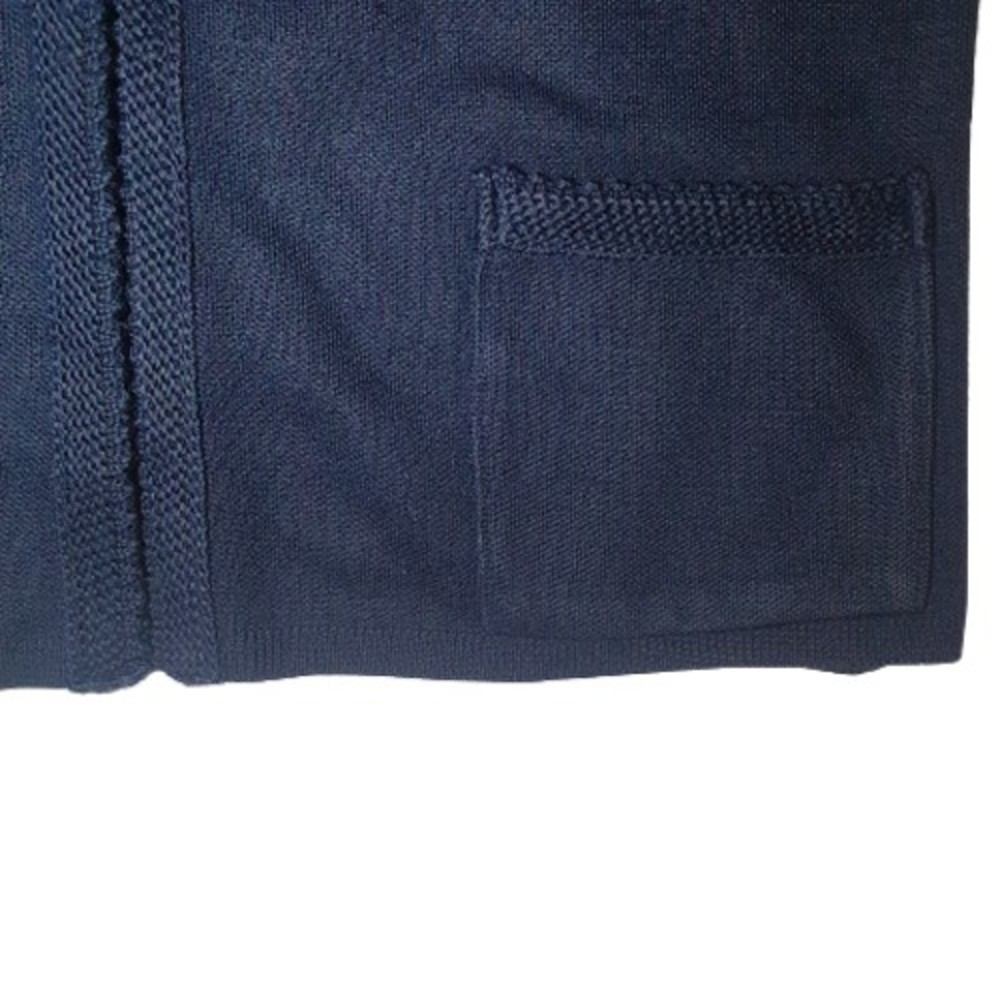 Size 10 Vintage West Germany Navy Wool Mix Knit Waistcoat Pockets - Picture 3 of 8